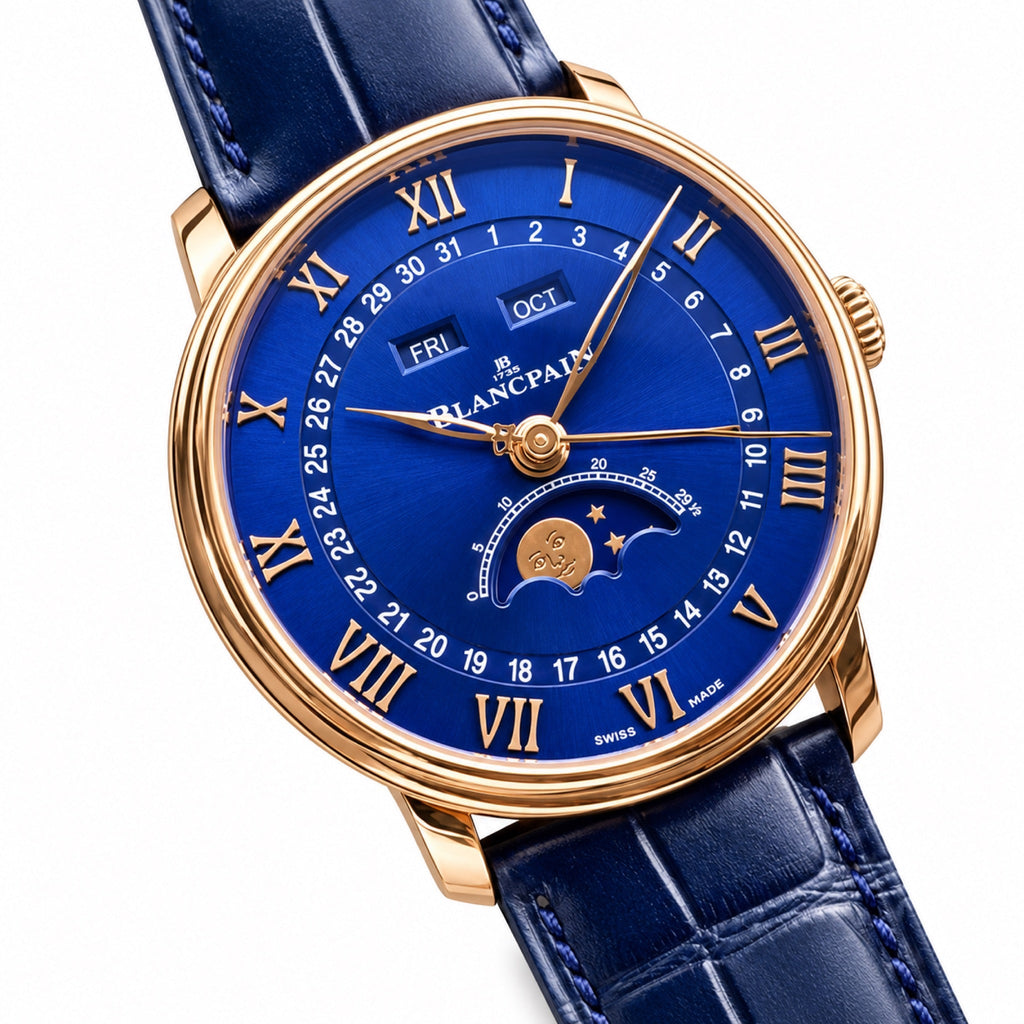 Blancpain Villeret Quantième Complet – Rose Gold Blue Enamel Dial Moonphase Calendar Swiss Automatic