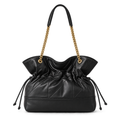 YSL Saint Laurent Jamie Tote Bag in black quilted leather with gold chain strap and drawstring closure