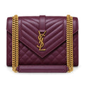 Saint Laurent YSL Envelope Medium – Plum Gold Chain