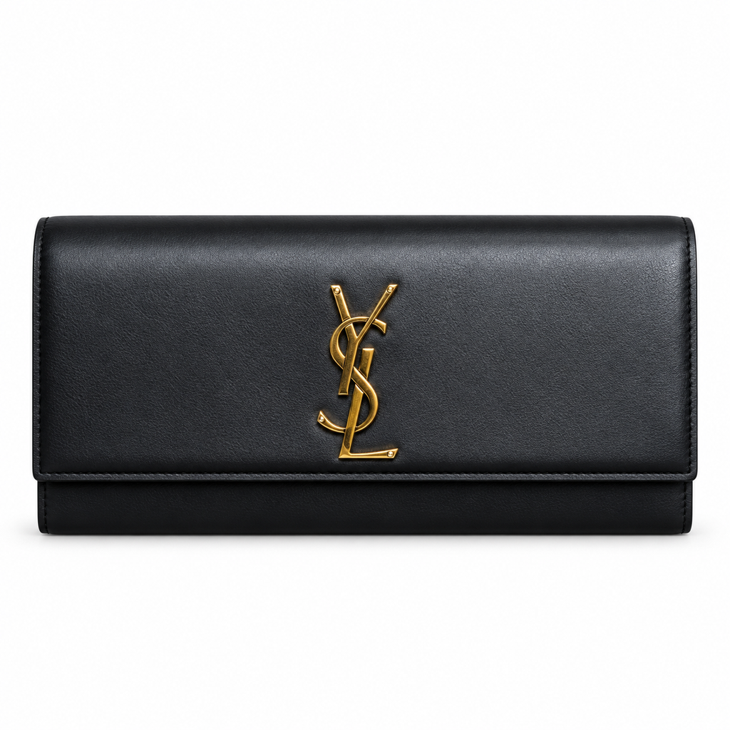 Saint Laurent Cassandre Clutch – Black Leather