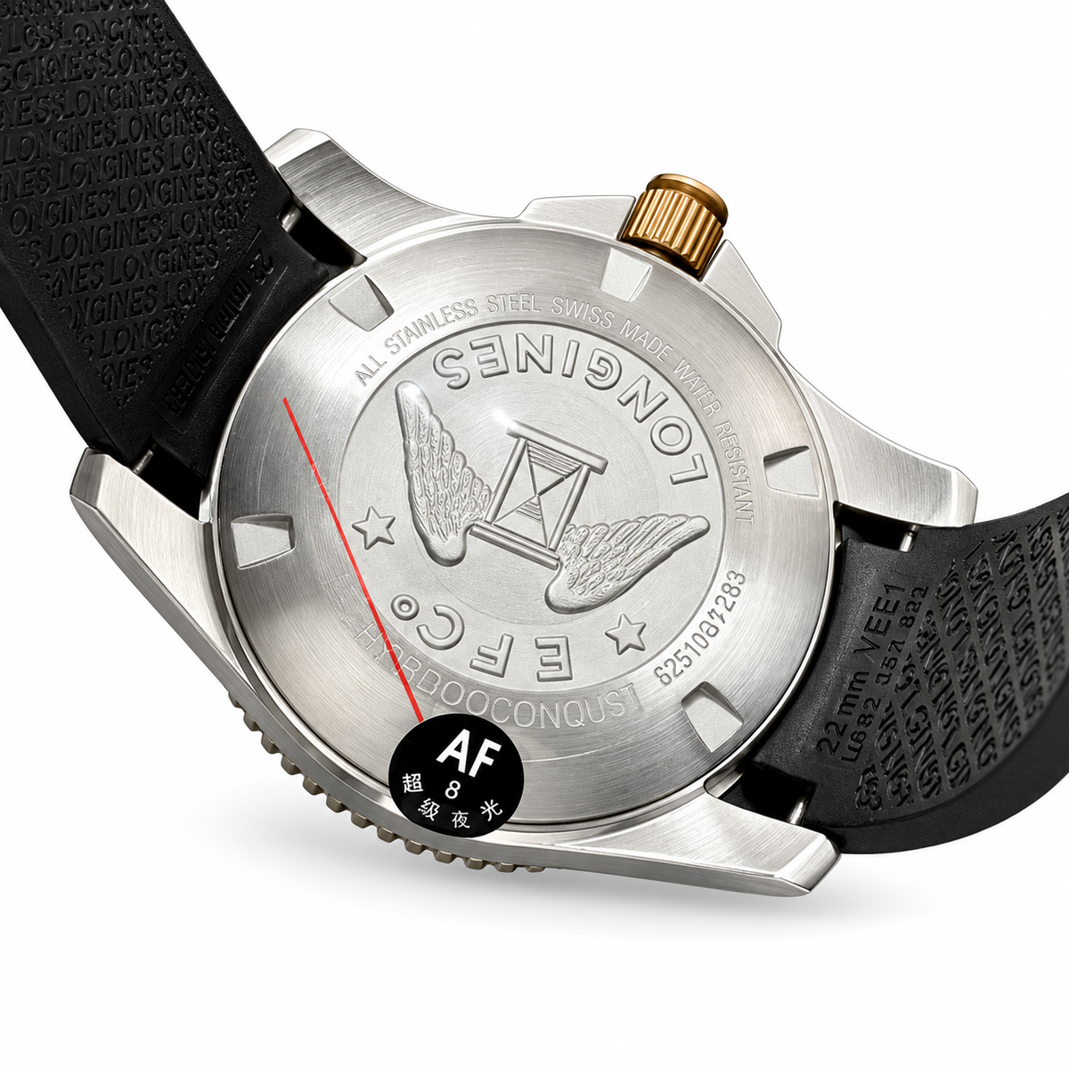 Longines HydroConquest – Black Dial Gold Bezel 300m Rubber Strap