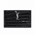 YSL Cassandre Card Holder – Black Croc Patent