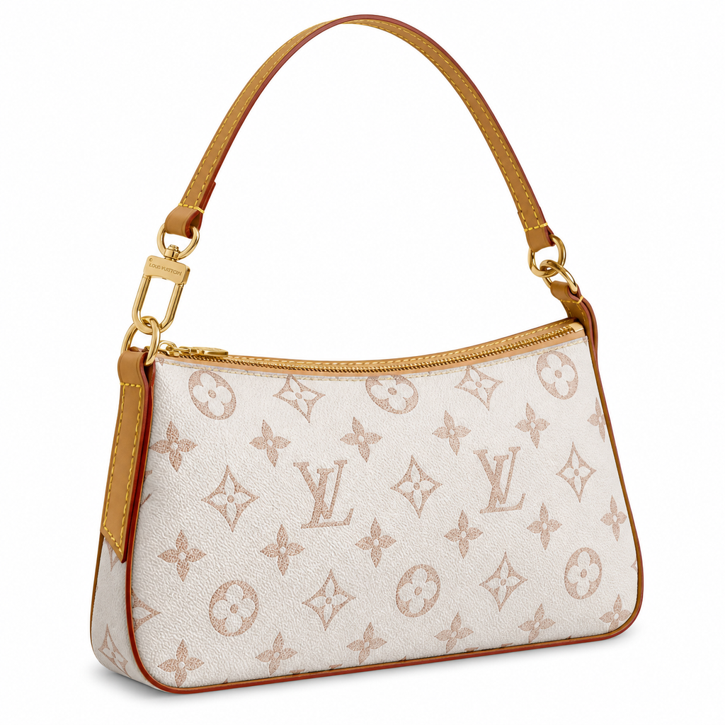 Louis Vuitton Slide White Monogram Canvas Zip Shoulder Bag - Side View