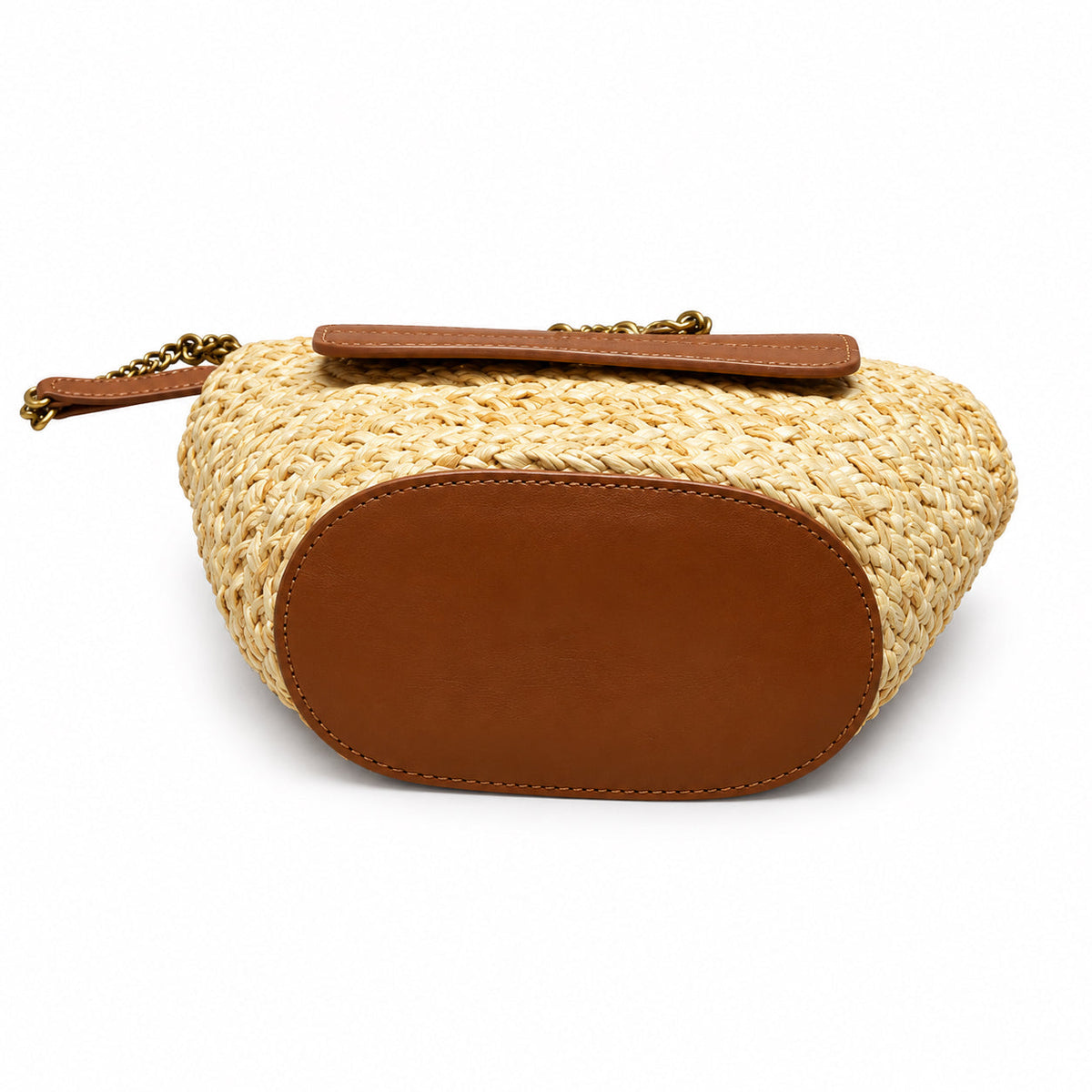 Saint Laurent Nino Raffia Basket Bag in Natural Tan