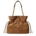 Saint Laurent YSL Juillet Tote Bag – Camel Suede Gold