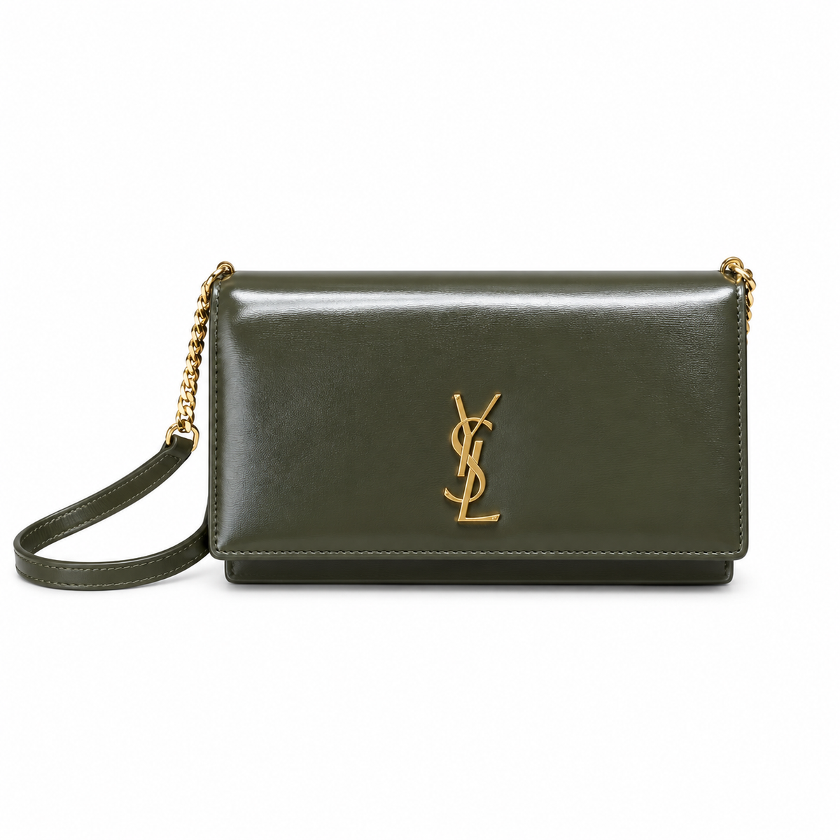 Saint Laurent Kate Chain Wallet Bag in Khaki