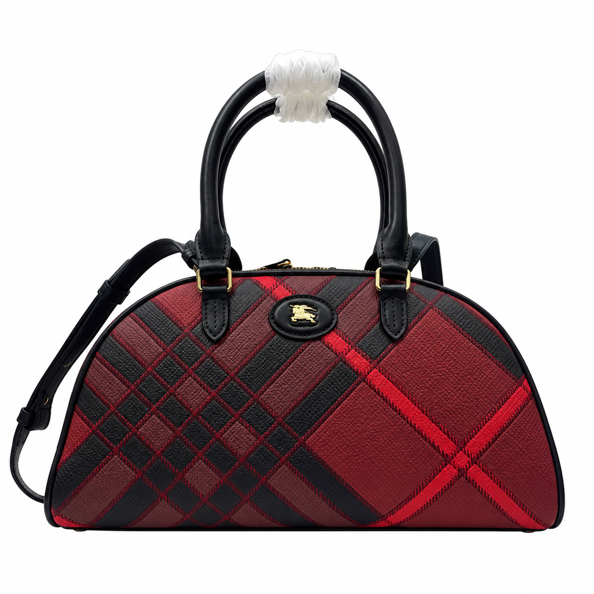 Burberry Crimson Check Equestrian Satchel