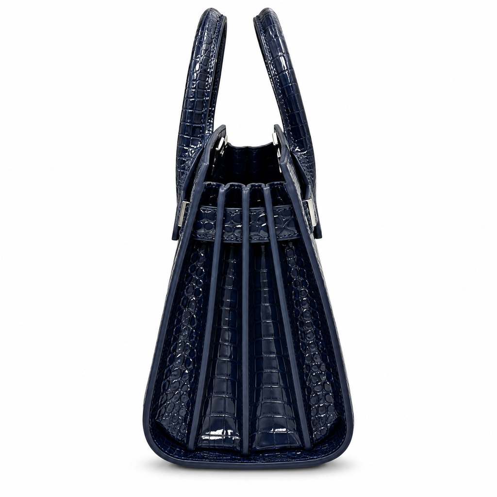Saint Laurent Sac de Jour Bag – Navy Croc Embossed
