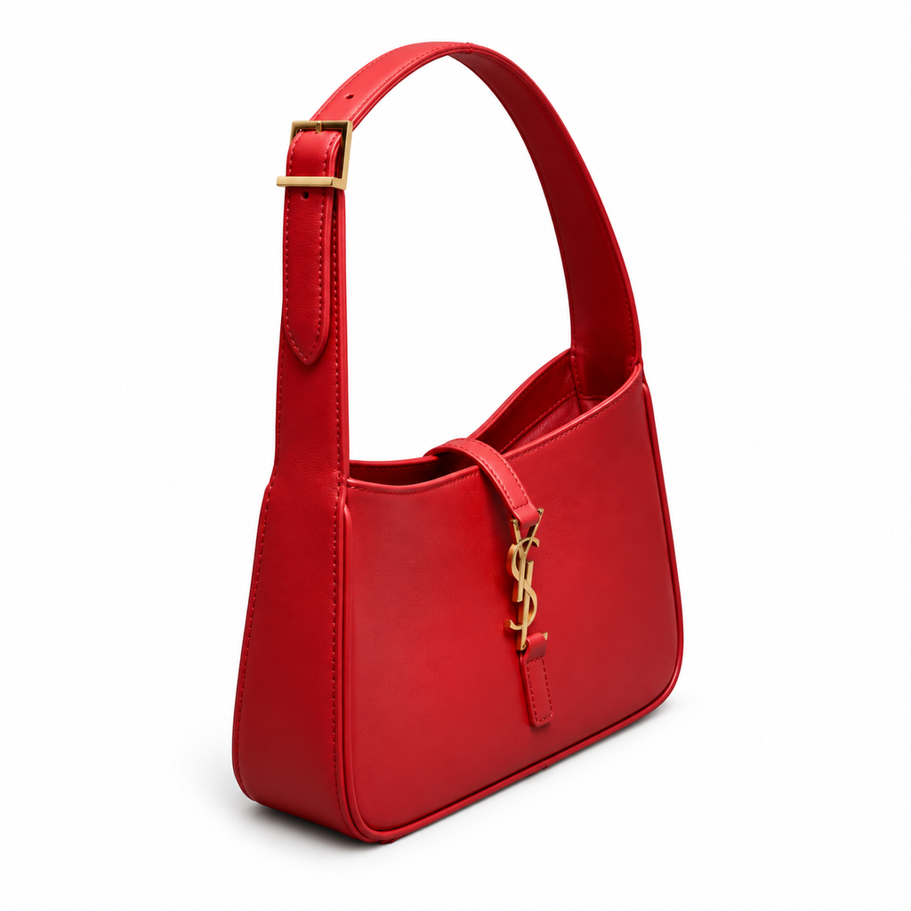 YSL Saint Laurent Le 5 À 7 Hobo Bag in Red Smooth Leather