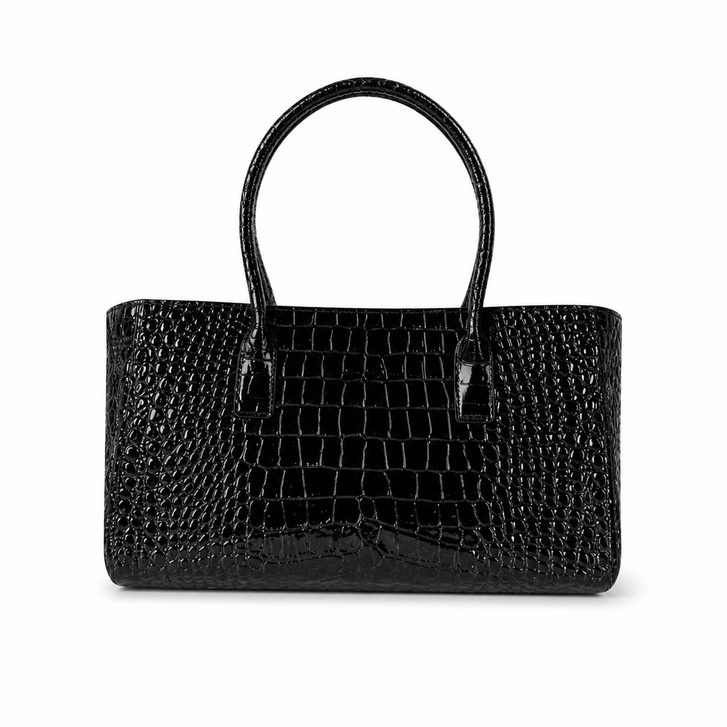 Chanel Black Patent Croc-Embossed Large Tote | Spherical CC Turn-Lock — 39cm