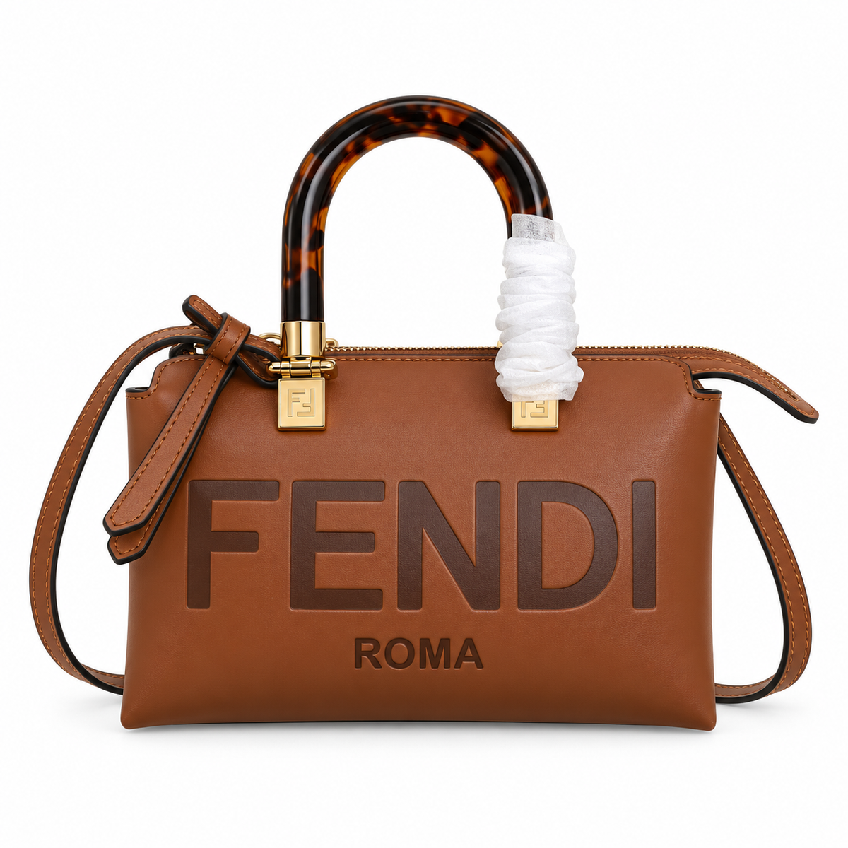 Fendi FF Clutch Shoulder Bag – Jacquard Canvas & Leather Trim, Flap Closure, 18.5cm