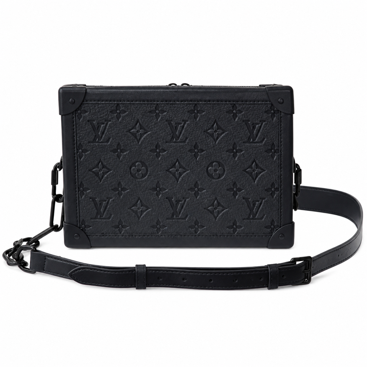 Louis Vuitton Soft Trunk All Black Monogram Empreinte Leather with Matte Black Hardware and Chain Strap
