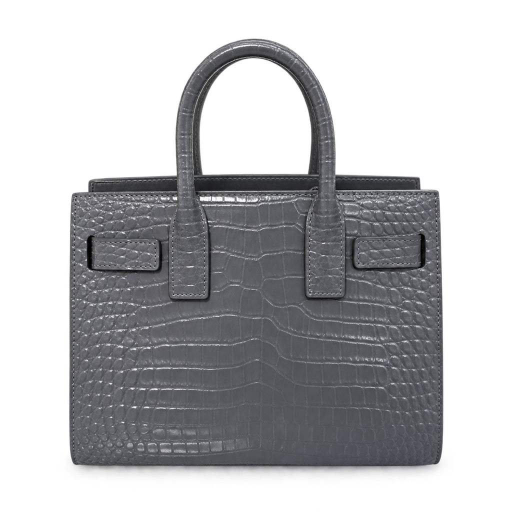 YSL Sac de Jour Baby Bag – Grey Croc-Embossed Leather