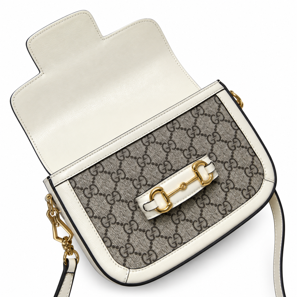 Gucci Horsebit 1955 Mini Bag in White Polished Leather