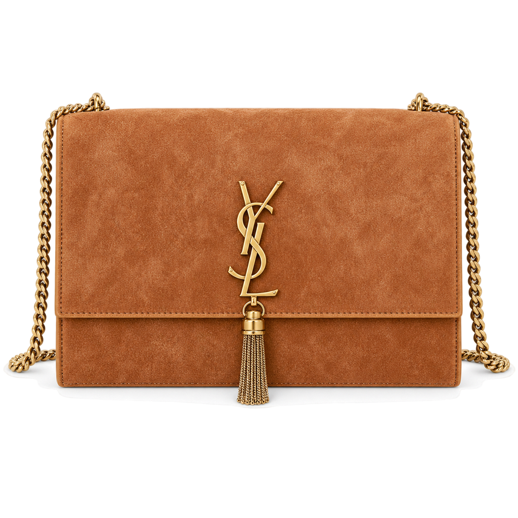 Saint Laurent YSL Kate Tassel Bag – Camel Suede Gold