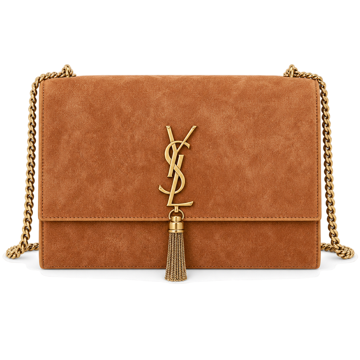 Saint Laurent YSL Kate Tassel Bag – Camel Suede Gold
