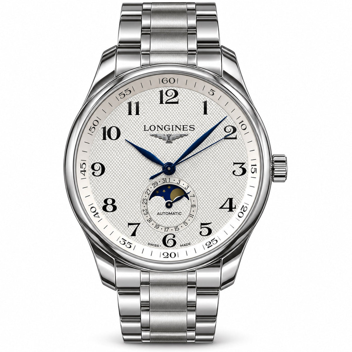 Longines Master Collection Moonphase Automatic white dial stainless steel bracelet