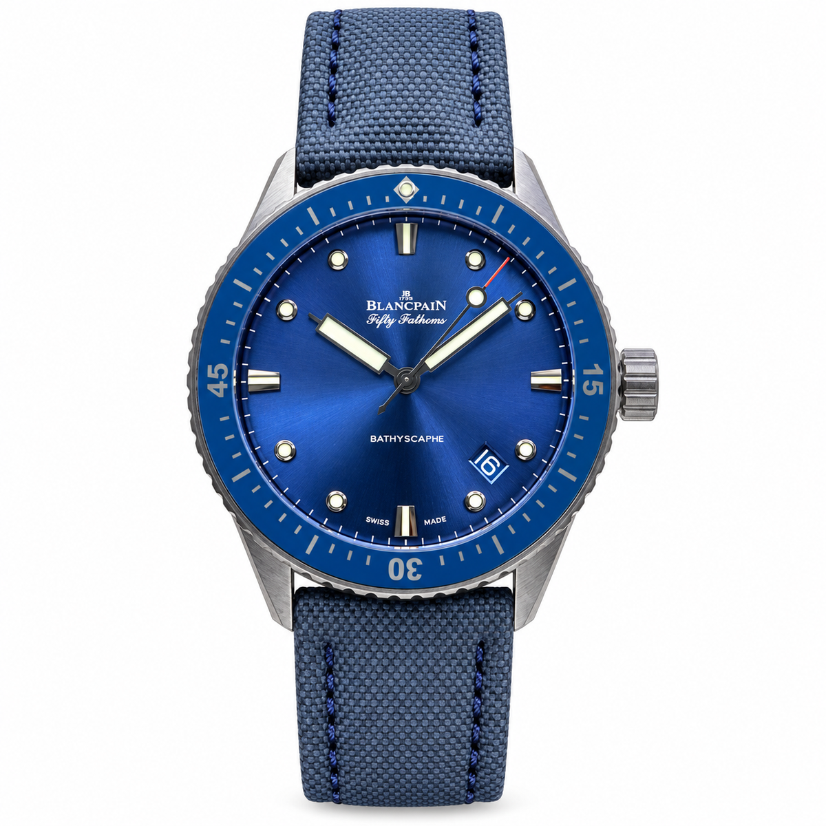Blancpain Fifty Fathoms Bathyscaphe – Blue Dial Ceramic Bezel Swiss Automatic Dive Watch