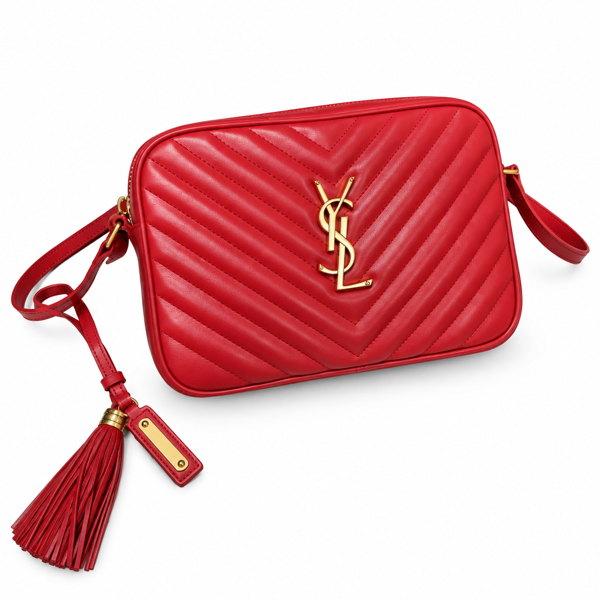Saint Laurent YSL Lou Large Camera Bag – Red Gold