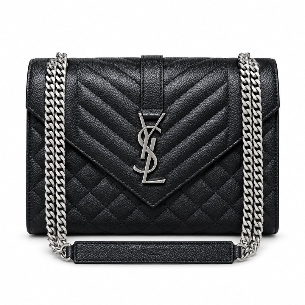 Saint Laurent YSL Envelope Large – Black Silver