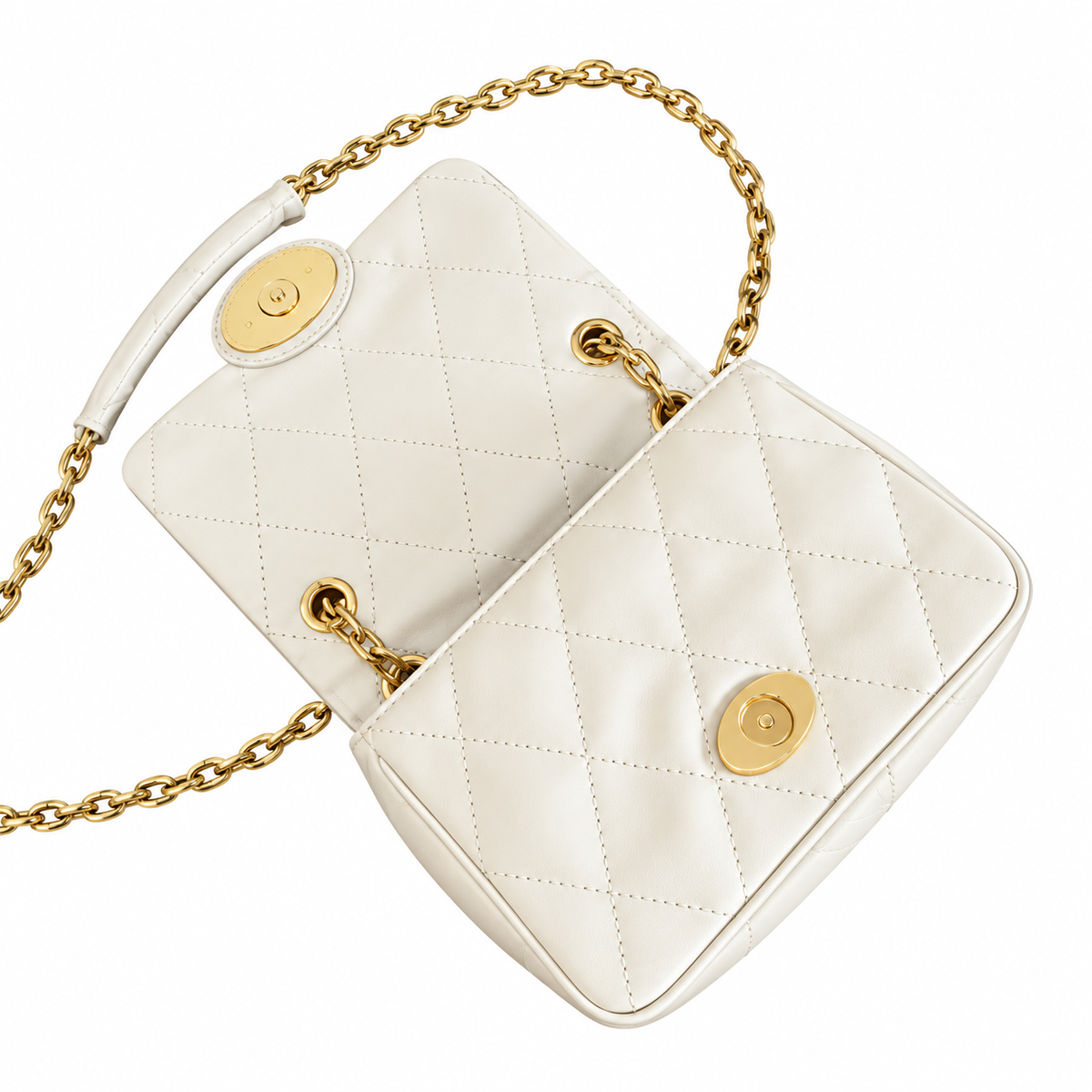 Burberry Ivory Radiance Quilted Chain Bag