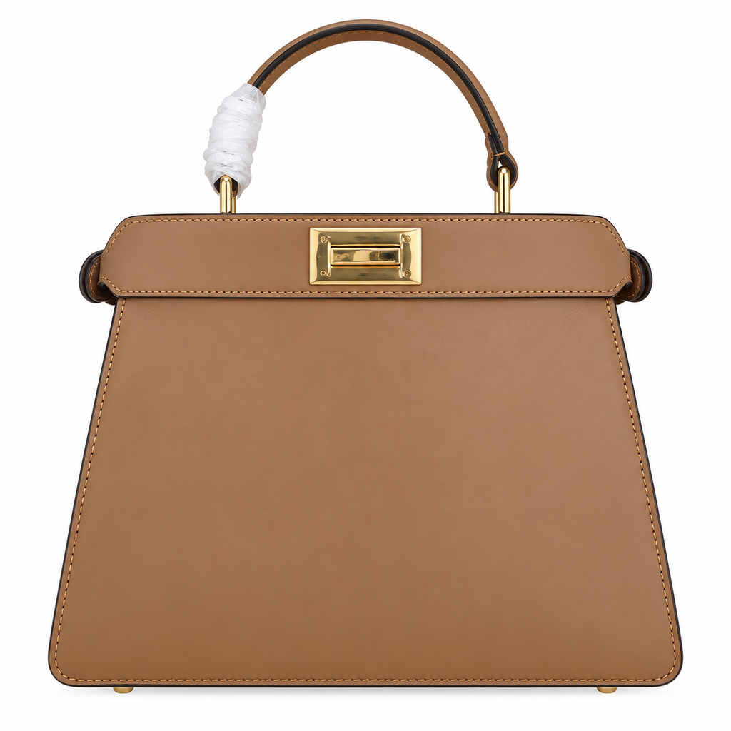 Fendi Peekaboo ISeeU Mini 20cm – Camel Calfskin Crossbody Bag