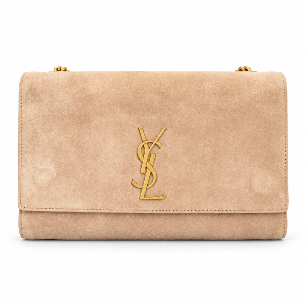 Saint Laurent YSL Kate Chain Bag – Sand Suede Gold