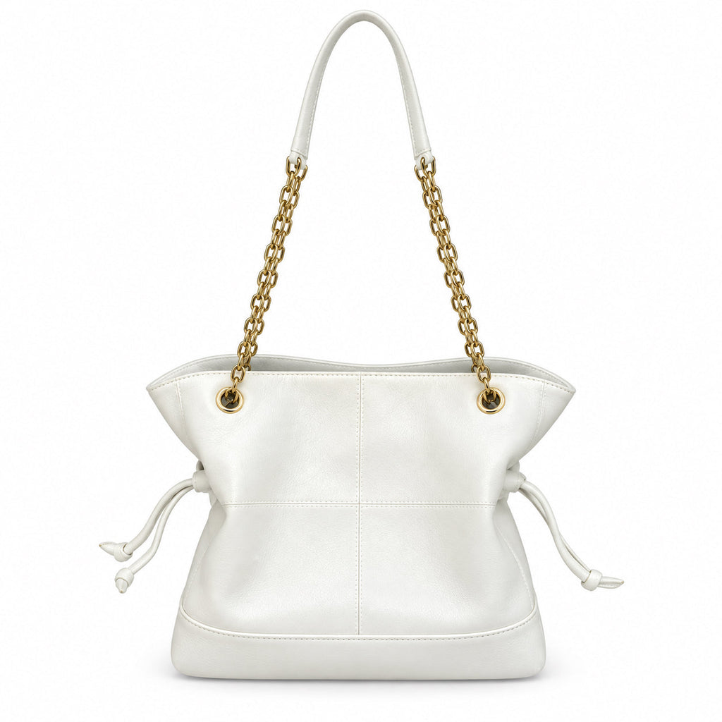 YSL Saint Laurent Nolita Chain Tote Bag – White