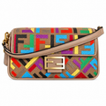 Fendi FF Shoulder Bag – Jacquard Canvas & Leather Trim, Flap Closure, 26cm