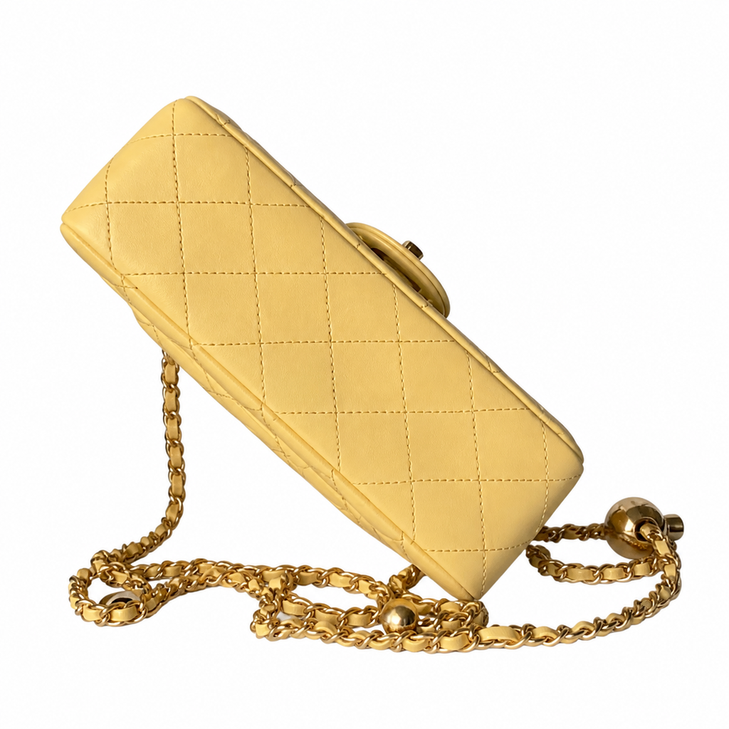 Chanel Classic Flap Bag | CC Turn-Lock Gold Chain Lambskin Satin Interior — 20cm