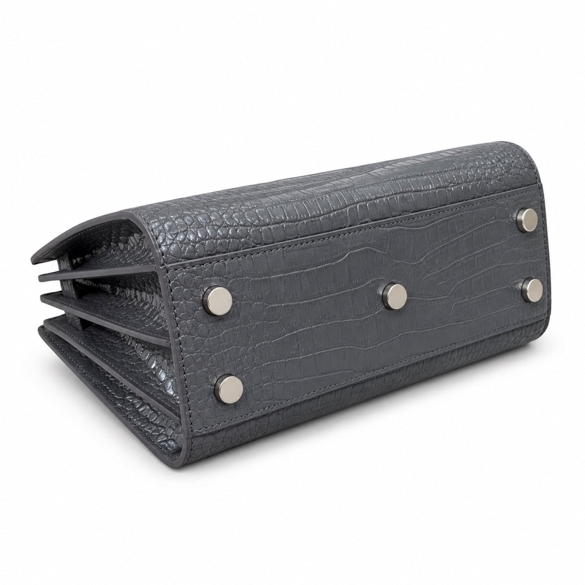 YSL Sac de Jour Baby Bag – Grey Croc-Embossed Leather
