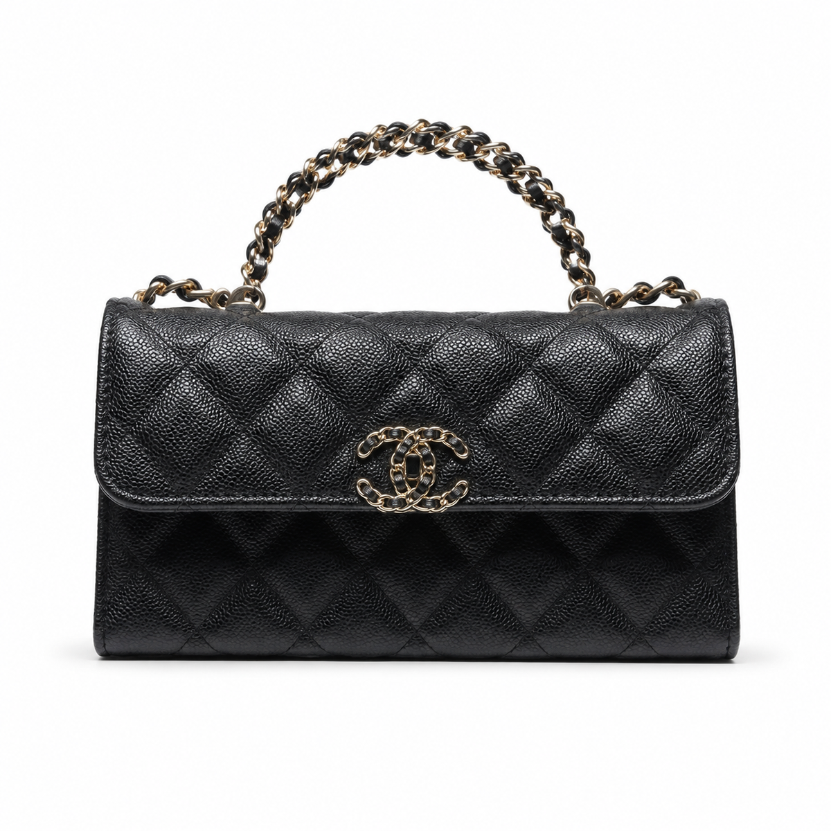 Chanel Quilted Leather Grained Chain Crossbody Bag