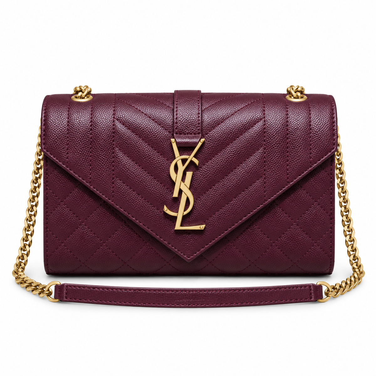 Saint Laurent Envelope Medium Chain Bag in Bordeaux