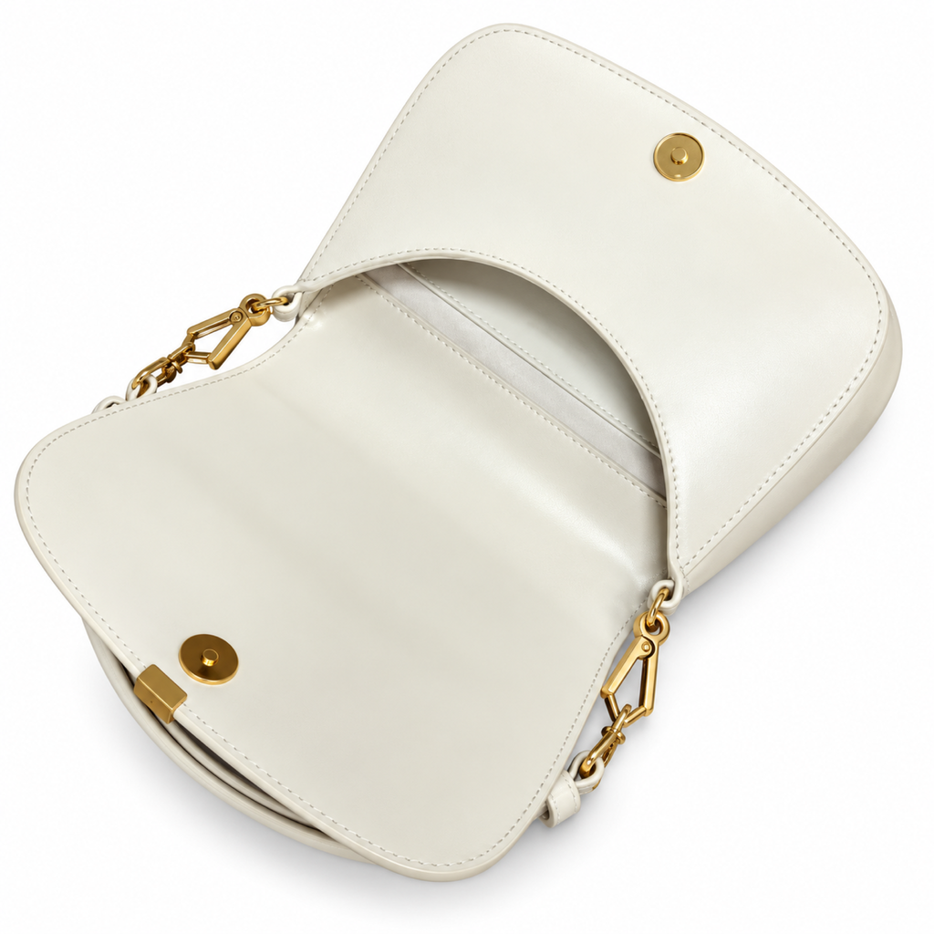 Saint Laurent YSL Voltaire Shoulder Bag – White Leather
