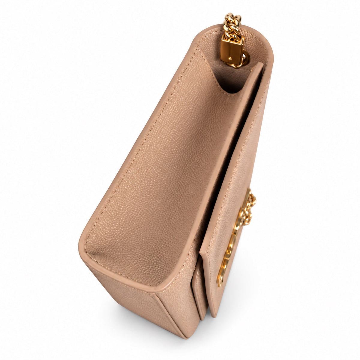 Saint Laurent YSL Kate Chain Wallet – Nude Smooth Leather