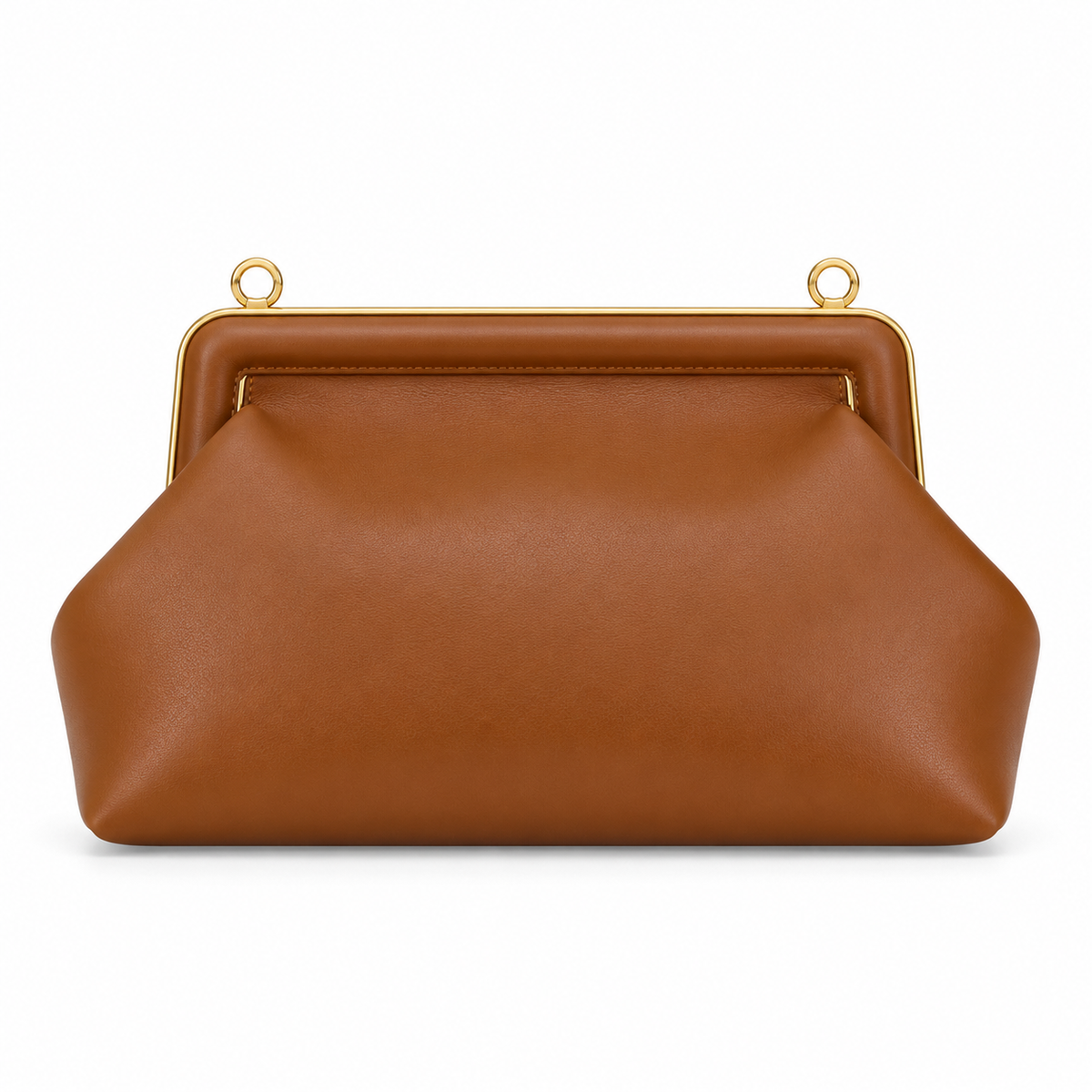 Fendi First Sight Clutch – Cognac Nappa Leather Gold Tube Clasp