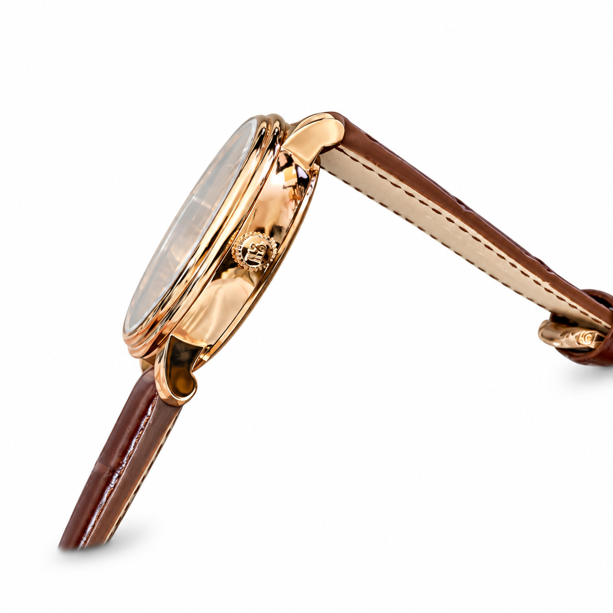 Blancpain Villeret Moonphase Full Calendar Rose Gold Blue Hands Brown Alligator Watch