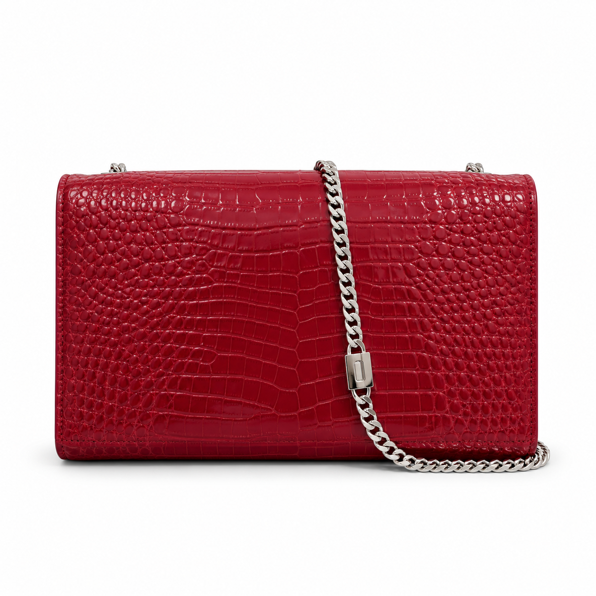 YSL Kate Tassel Croc-Embossed Leather Shoulder Bag Red