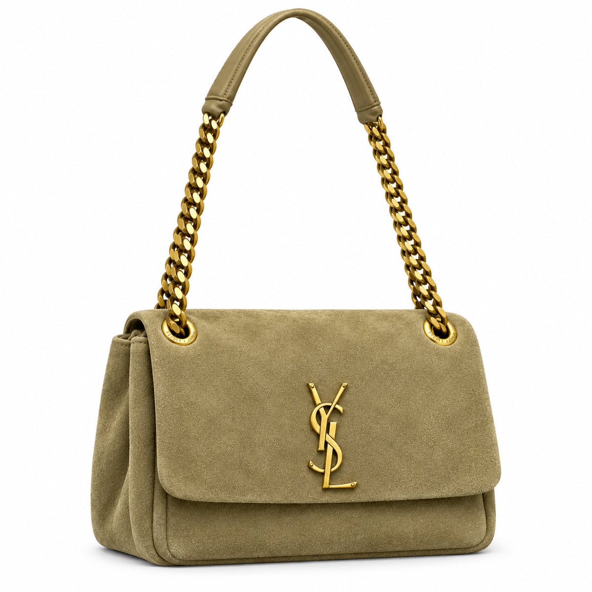 YSL Saint Laurent Calypso Suede Bag – Sage
