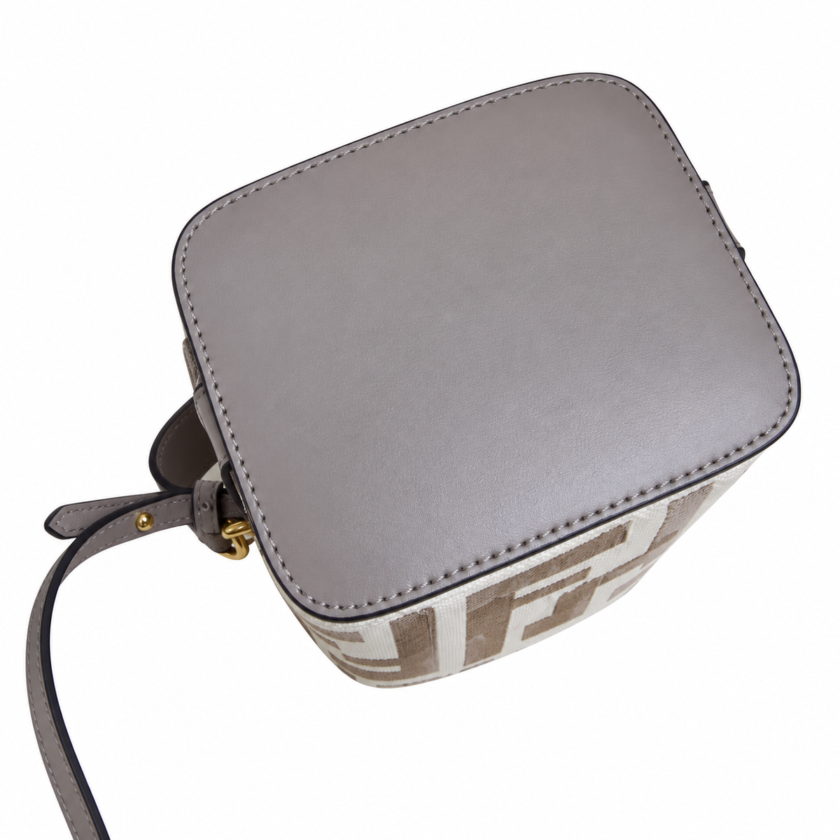 Fendi FF Mini Top Handle Bag – Jacquard Canvas & Leather Trim, Flap Closure, 12cm