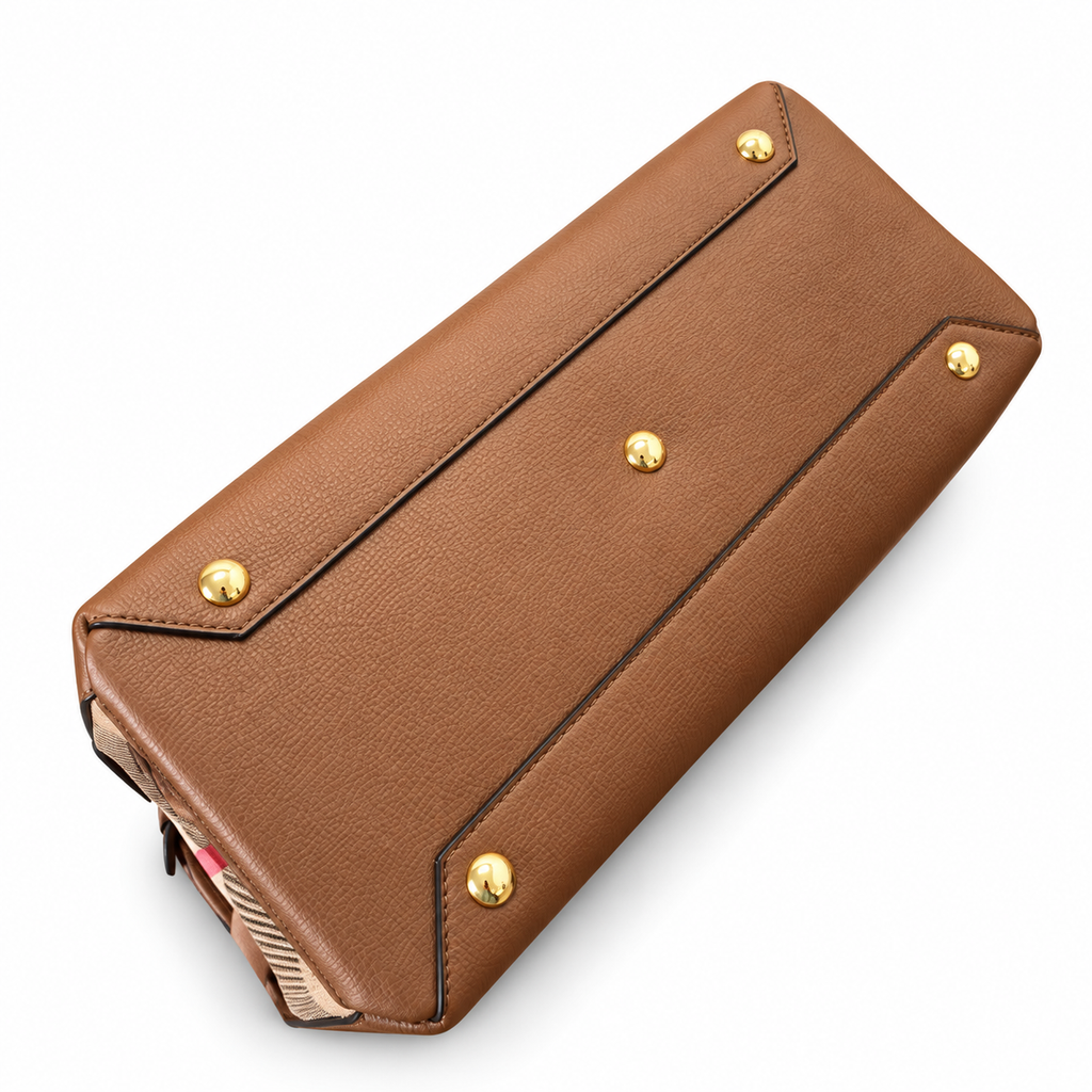 Burberry Tan Heritage Check Accent Handbag