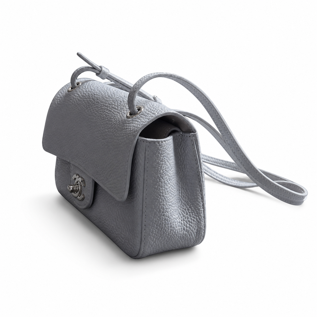 Chanel Dove Grey Pebbled Flap Crossbody Bag
