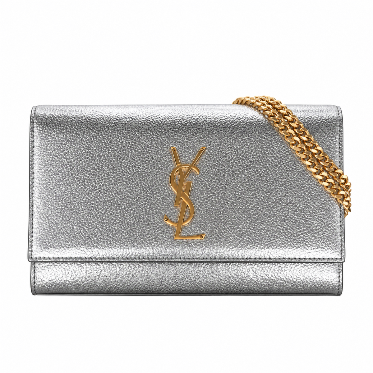 Saint Laurent YSL Kate Chain Bag – Silver Metallic