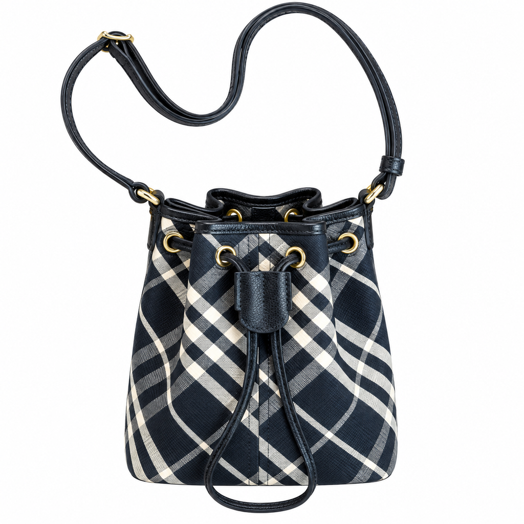 Burberry Heritage Check Drawstring Bucket Bag