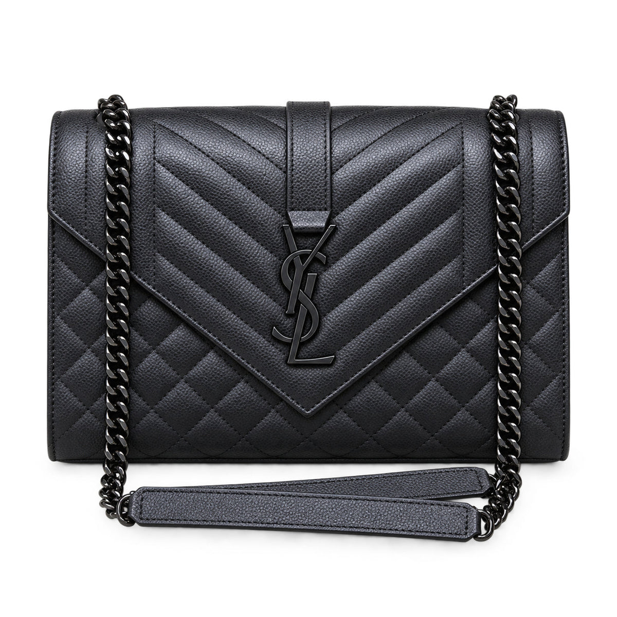 Saint Laurent YSL Envelope Medium – Black on Black