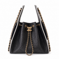 Chanel Classic Quilted Handbag | CC Turn-Lock Rigid Top Handle Chain Strap — 26x30cm