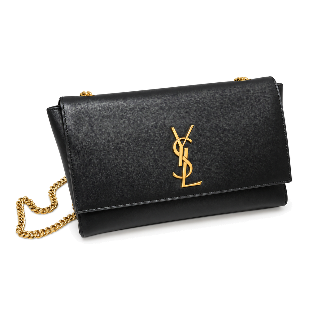 Saint Laurent YSL Kate Large Chain Bag – Black Leather