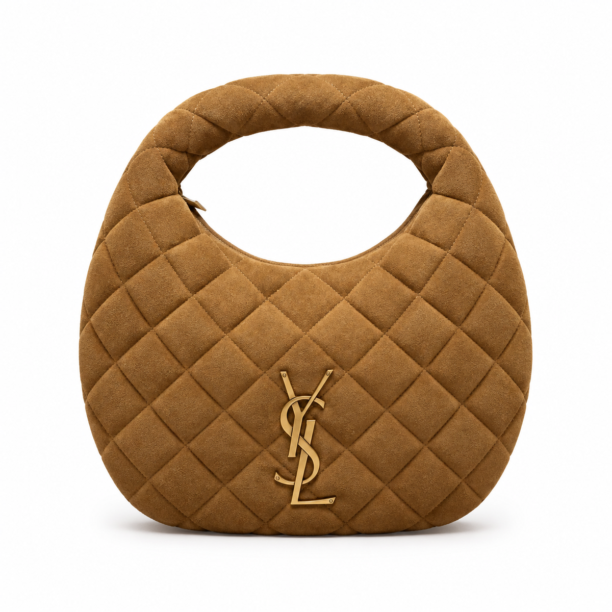YSL Saint Laurent Quilted Suede Hobo Bag