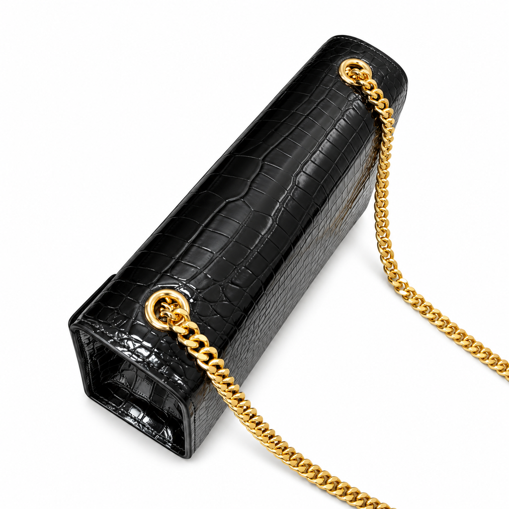Saint Laurent YSL Kate Tassel Bag – Black Croc Embossed