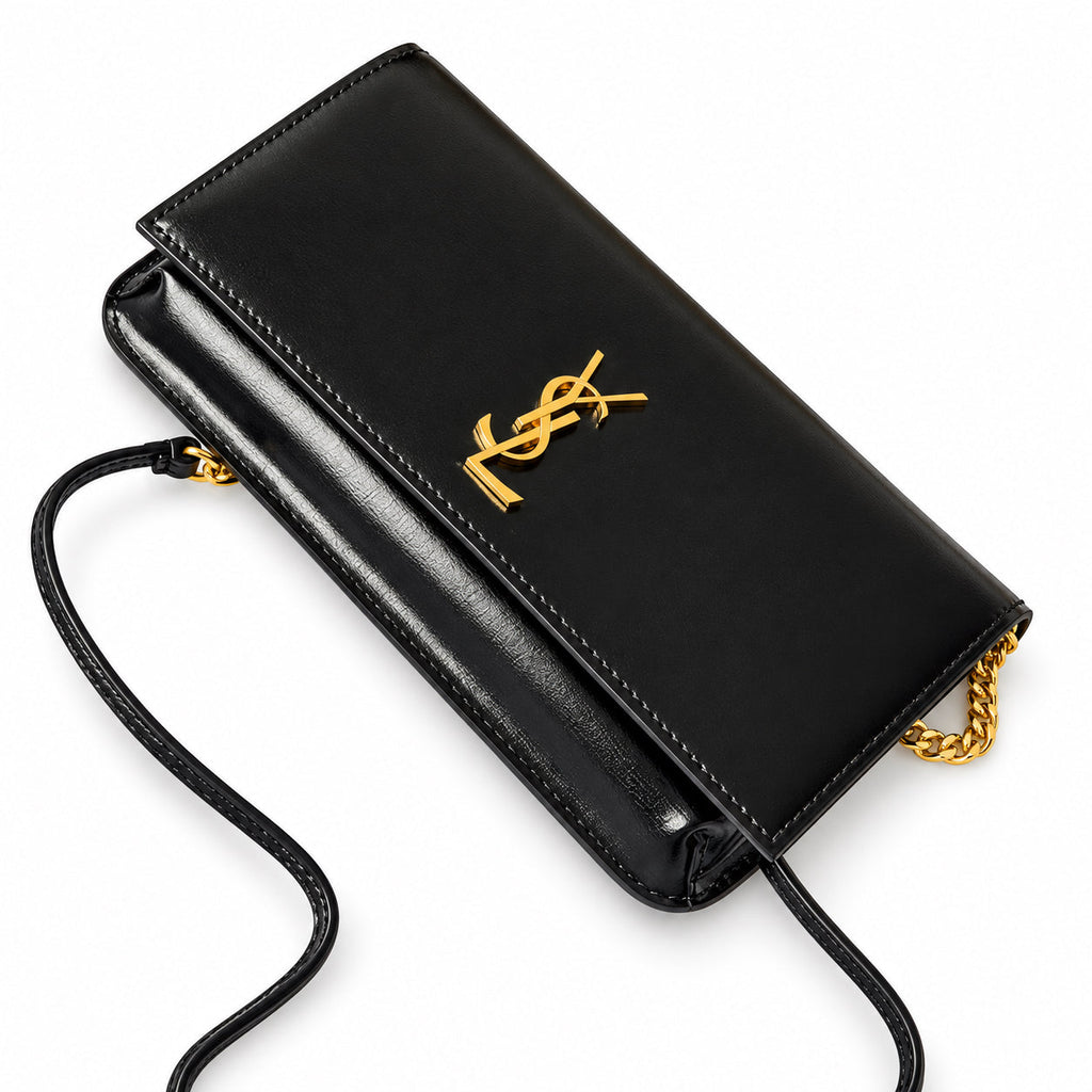 YSL Saint Laurent Kate Small Chain Bag in Black Smooth Leather